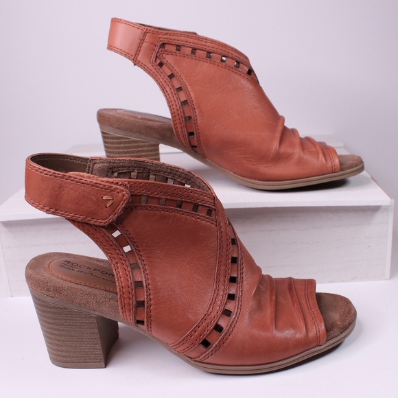 ROCKPORT 2-1/2 inch Leather Heels in Cognac Cobb Hill Collection Size 7 - Picture 2 of 10